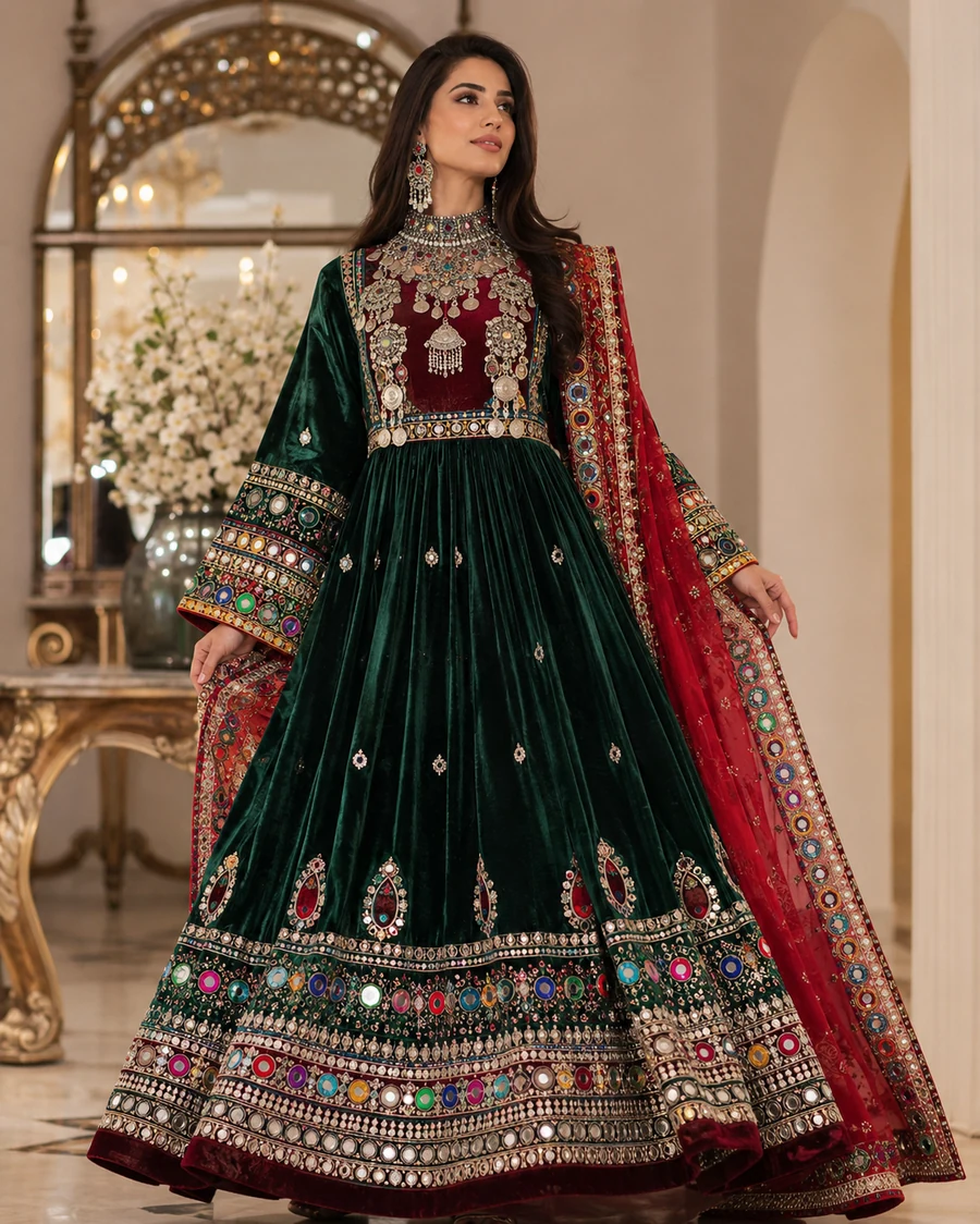 Royal Purple Afghani Handcrafted Dress