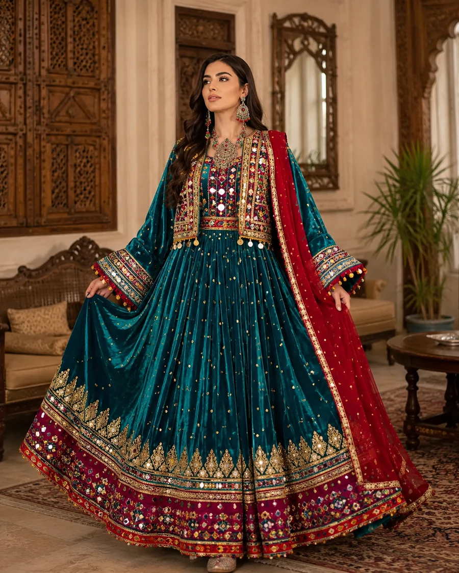 Ruby Red Afghani Handcrafted Dress