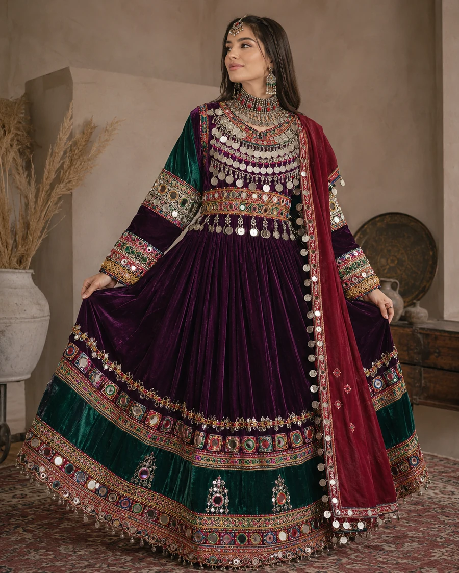 Turquoise Afghani Handcrafted Dress