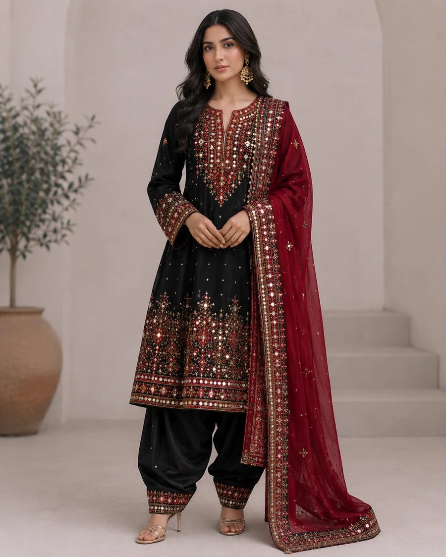 Red Gold Punjabi Salwar Dress