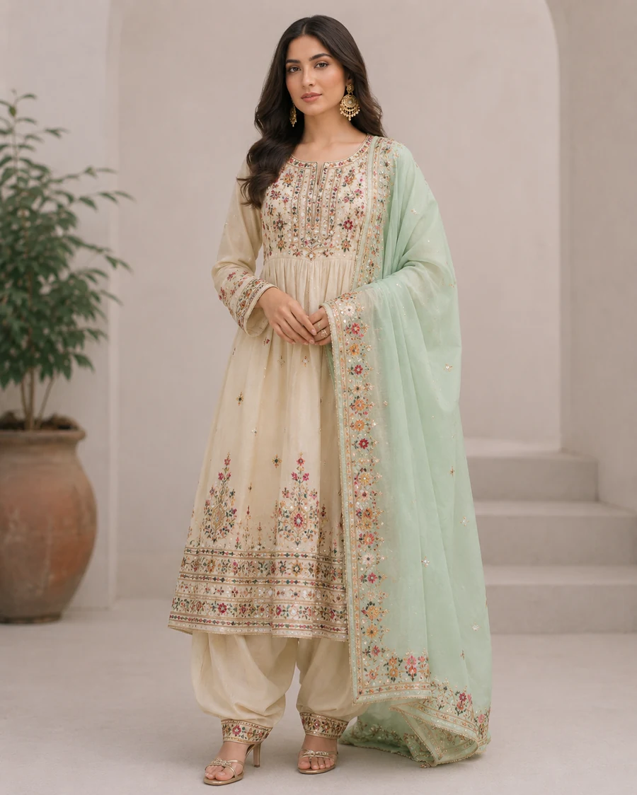 Teal Punjabi Salwar Dress