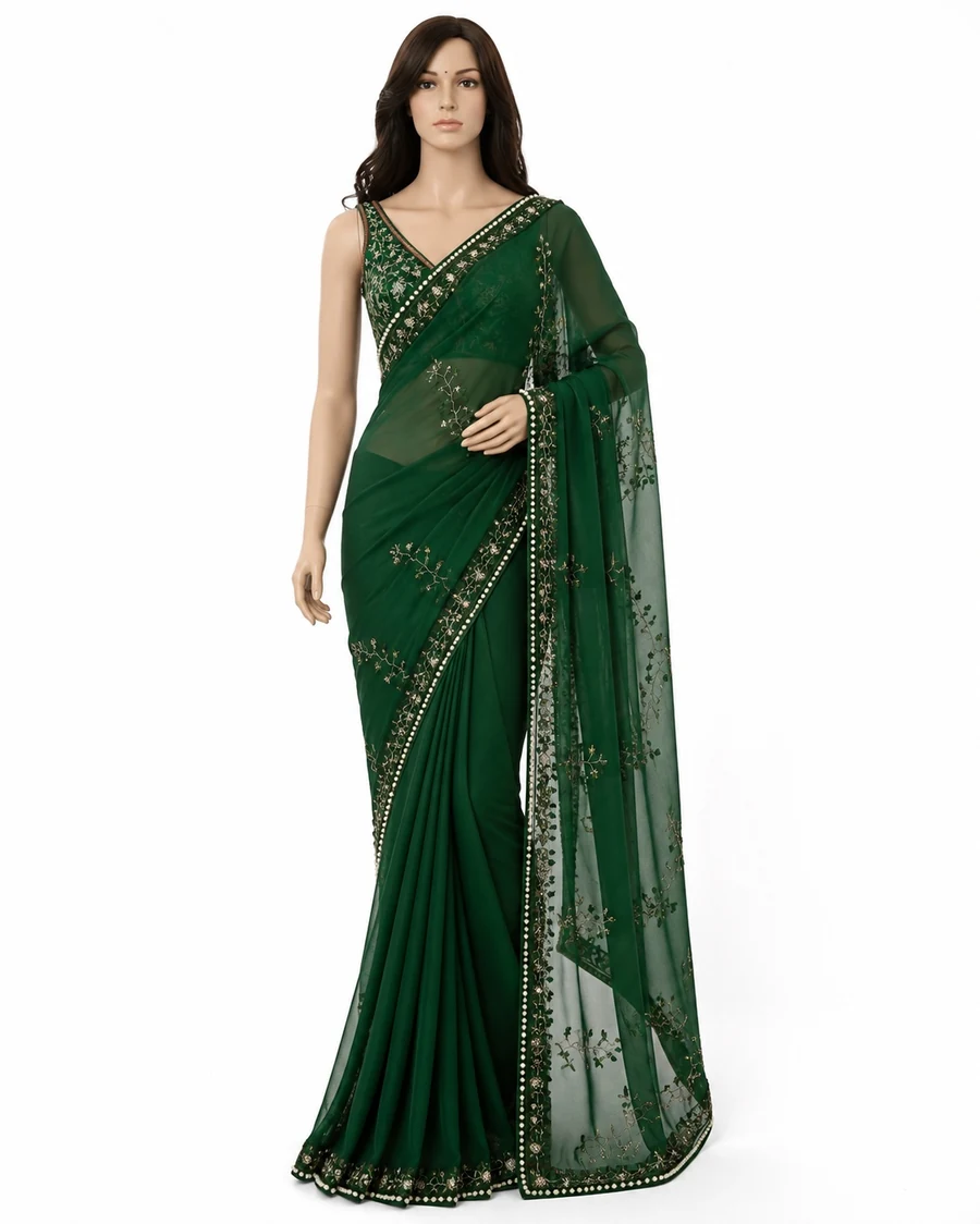 Emerald Green Modern Indian Saree
