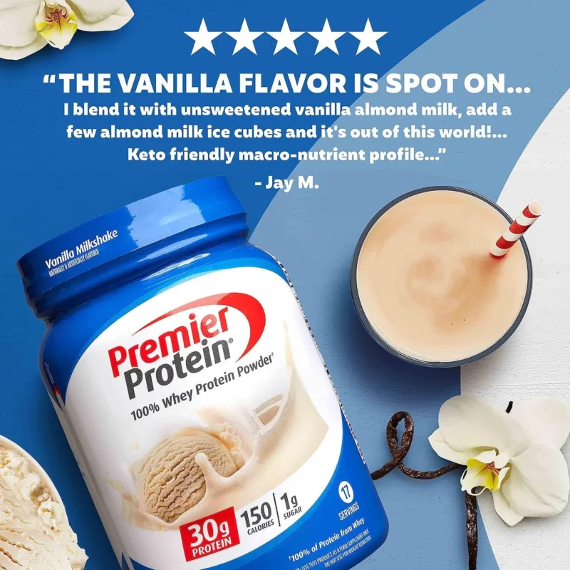 Premier Protein 100% Whey Protein Powder, Vanilla Milkshake, 30g Protein, 29 Servings - Image 2
